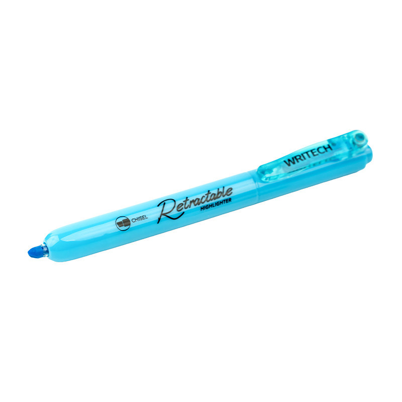 ماژیک هایلایتر WRITECH قلمی فشاری آبی نئونی 12 عددی W805S