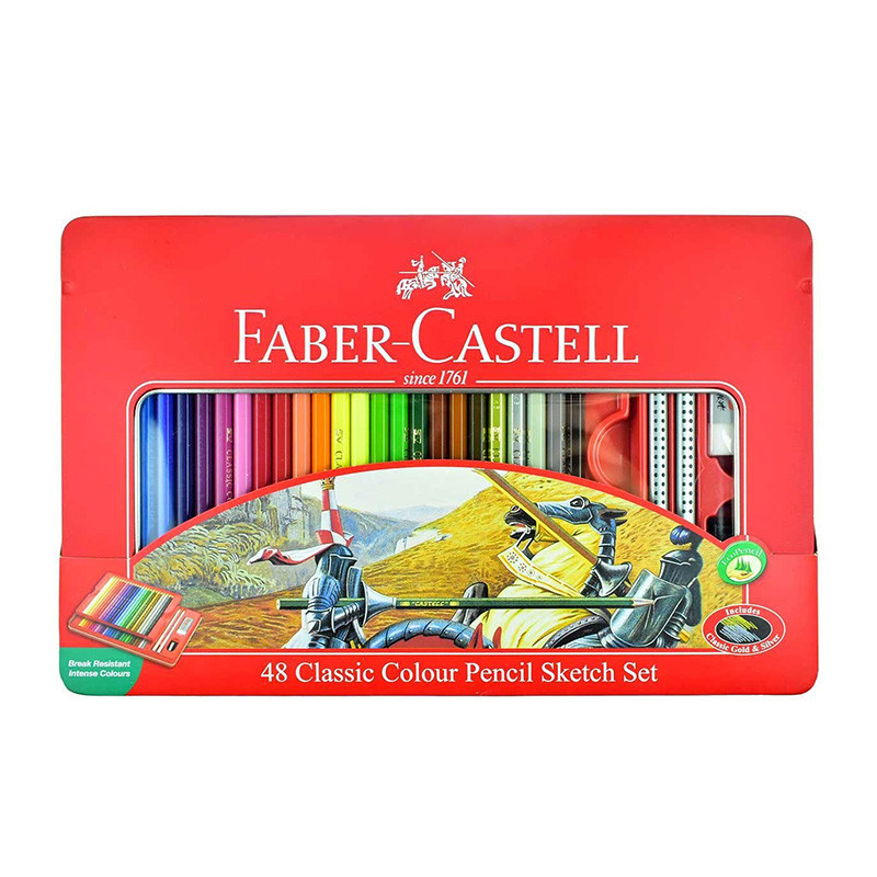 مداد رنگ فابرکاستل فلزی 48 رنگ  (تراش -پاک کن -2 عدد مداد) 115849