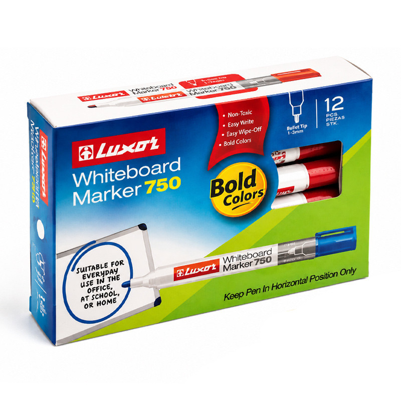ماژیک وایت برد لوکسور قرمز گرد 12 عددی 750