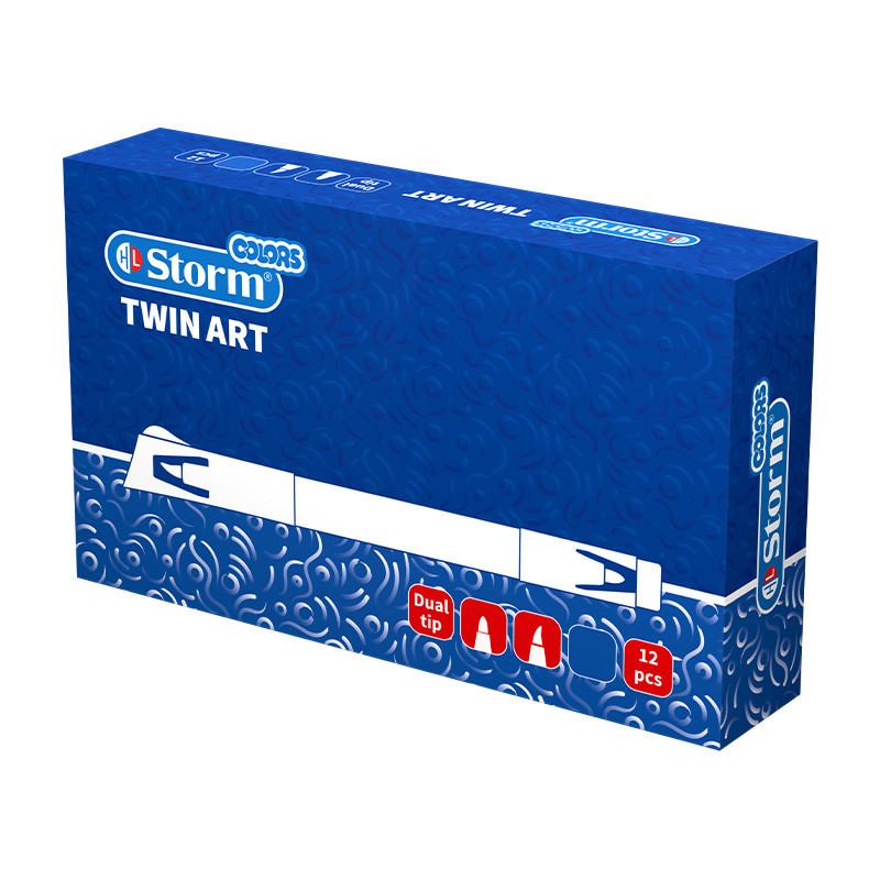 ماژیک اکرولیک استورم دو سر (TWIN ART) آبی کبالت 12 عددی HL-348209