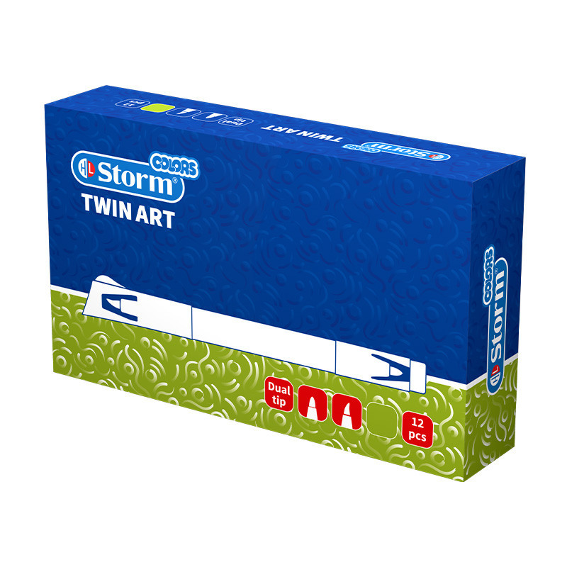 ماژیک اکرولیک استورم دو سر (TWIN ART) سبز روشن 12 عددی HL-348211