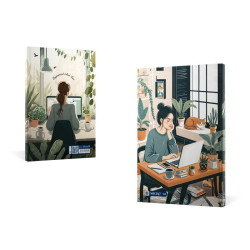 دفتر میکرو رقعی خطی ته چسب پارچه ای سلفون 100 برگ j55