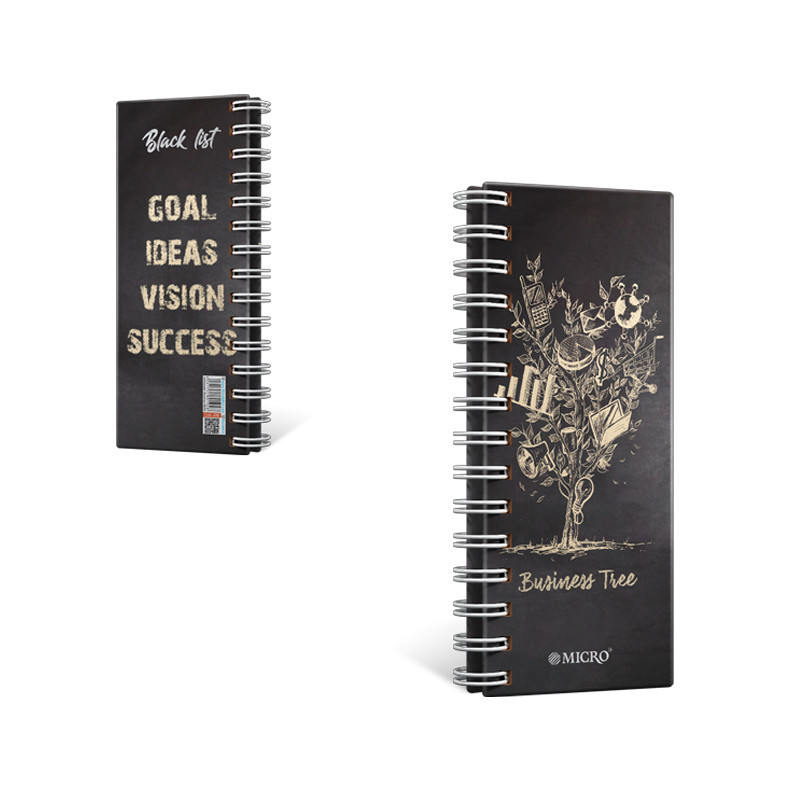 دفتر یادداشت میکرو سلفون فنر دوبل 7*20 کاغذ مشکی  J32(801948)